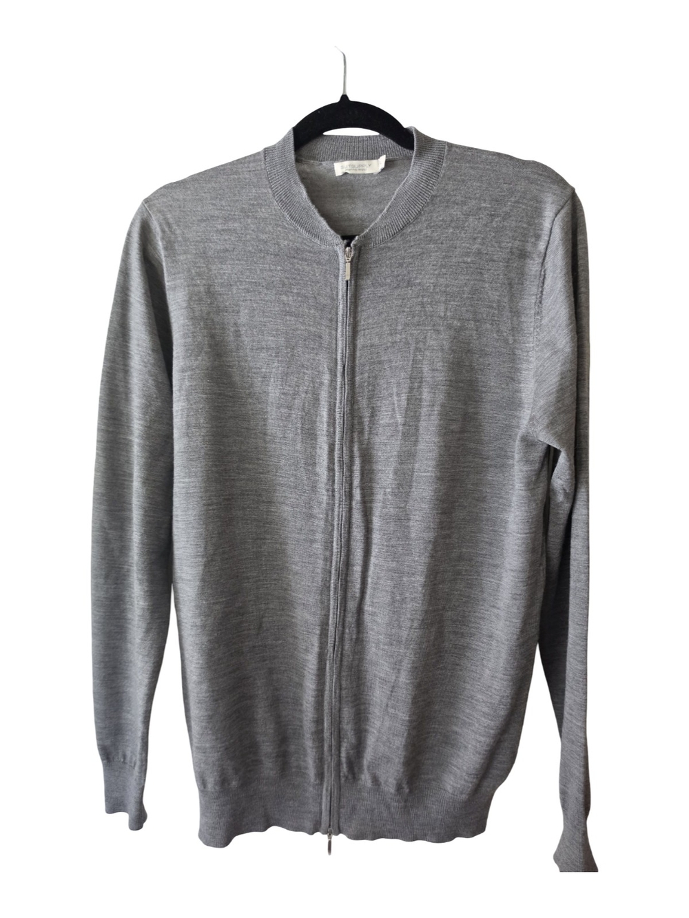 Suitsupply Gray Zip-Up Merino Blend Sweater